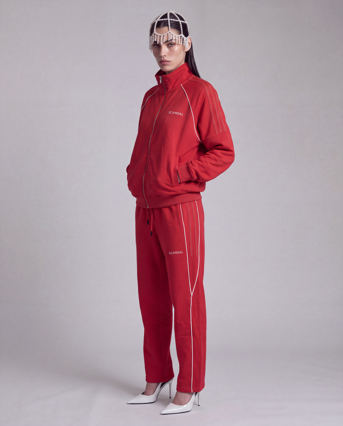 Czerwony dres damski bawełniany oversize - SCANDAL