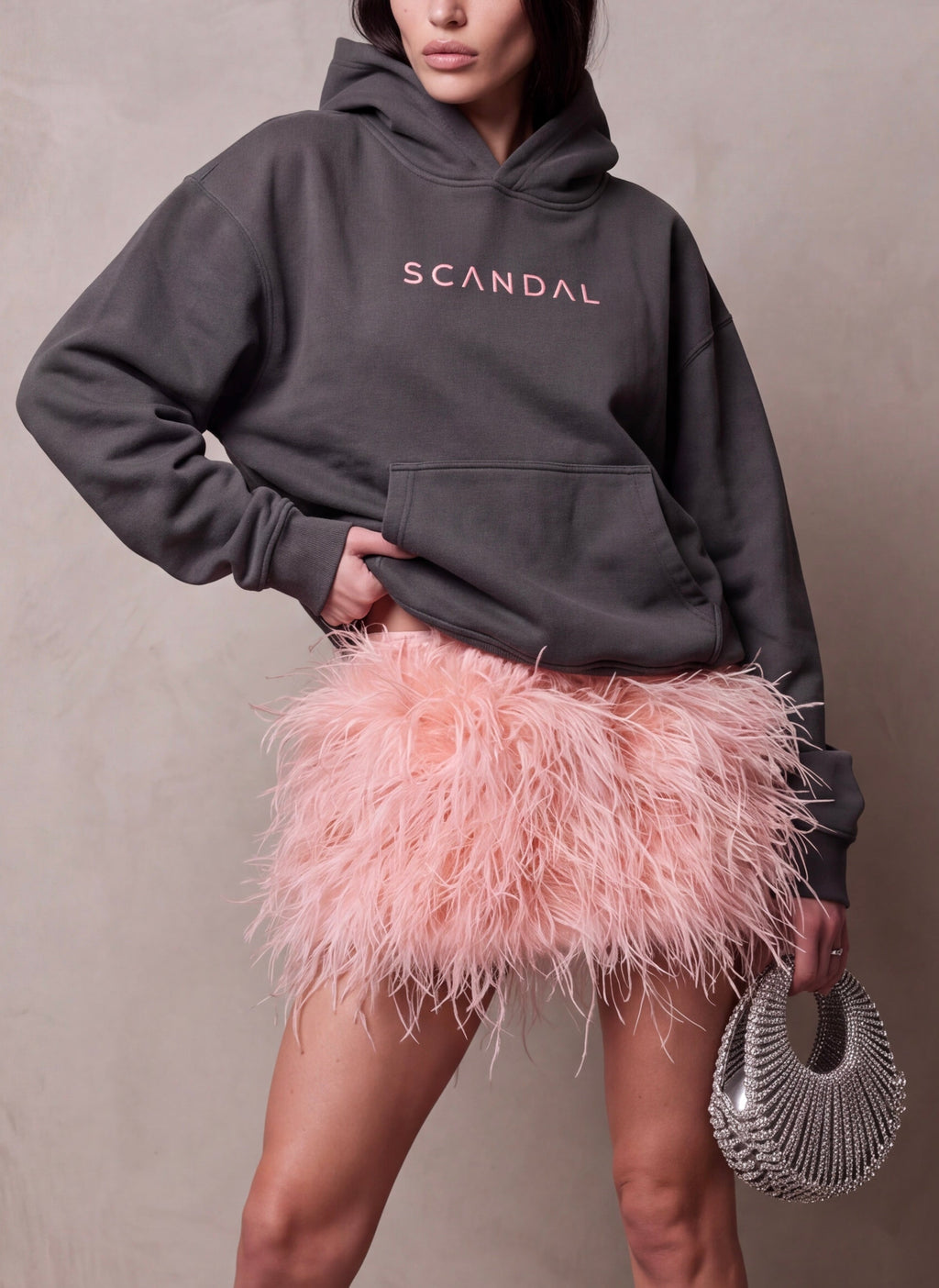 Grafitowa bluza damska oversize z kapturem – SCANDAL