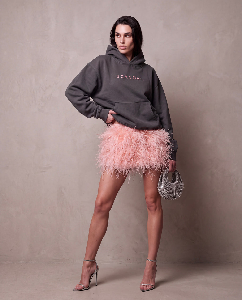 Grafitowa bluza damska oversize z kapturem – SCANDAL
