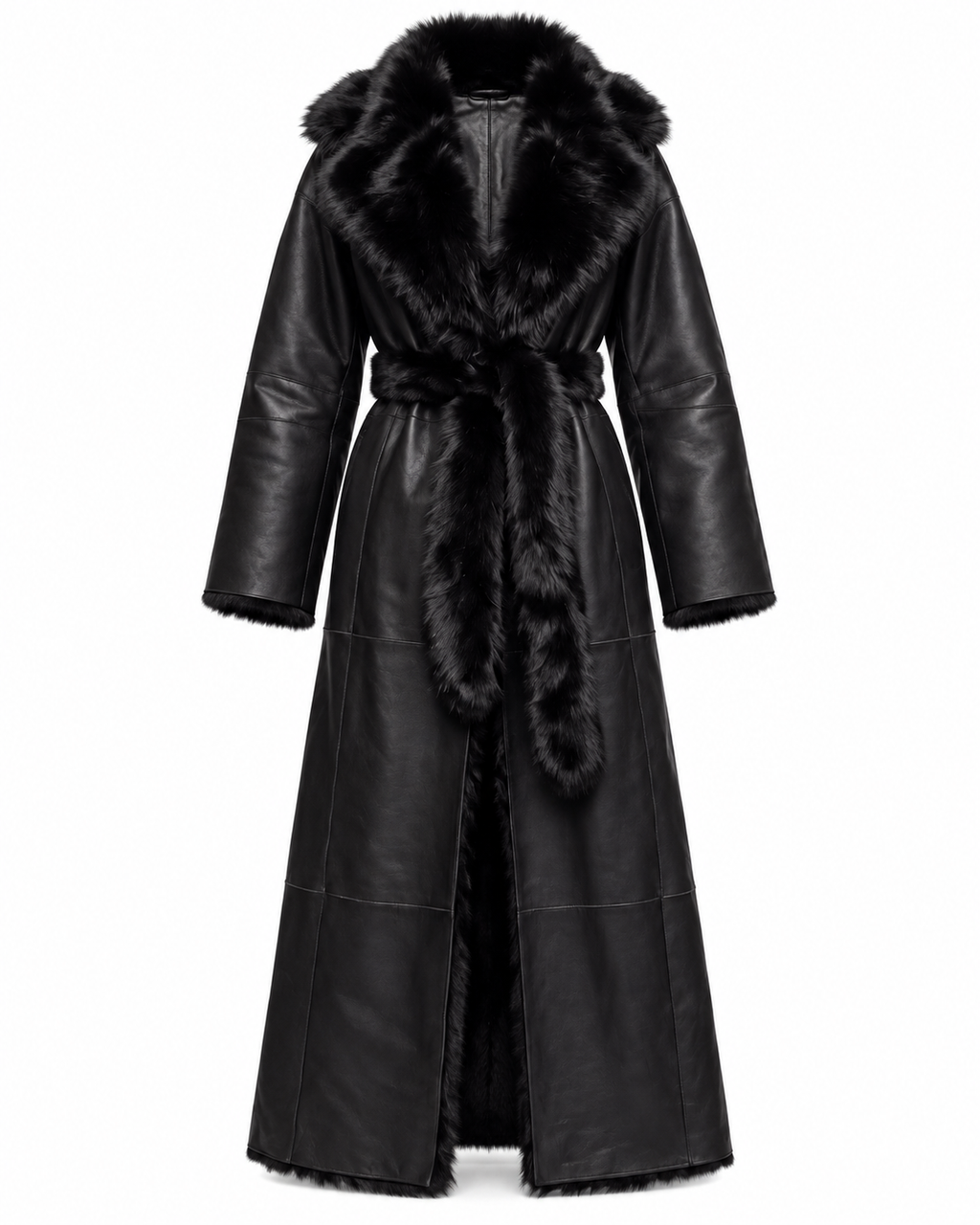 Dwustronny, damski kożuch futro maxi - Sheepskin