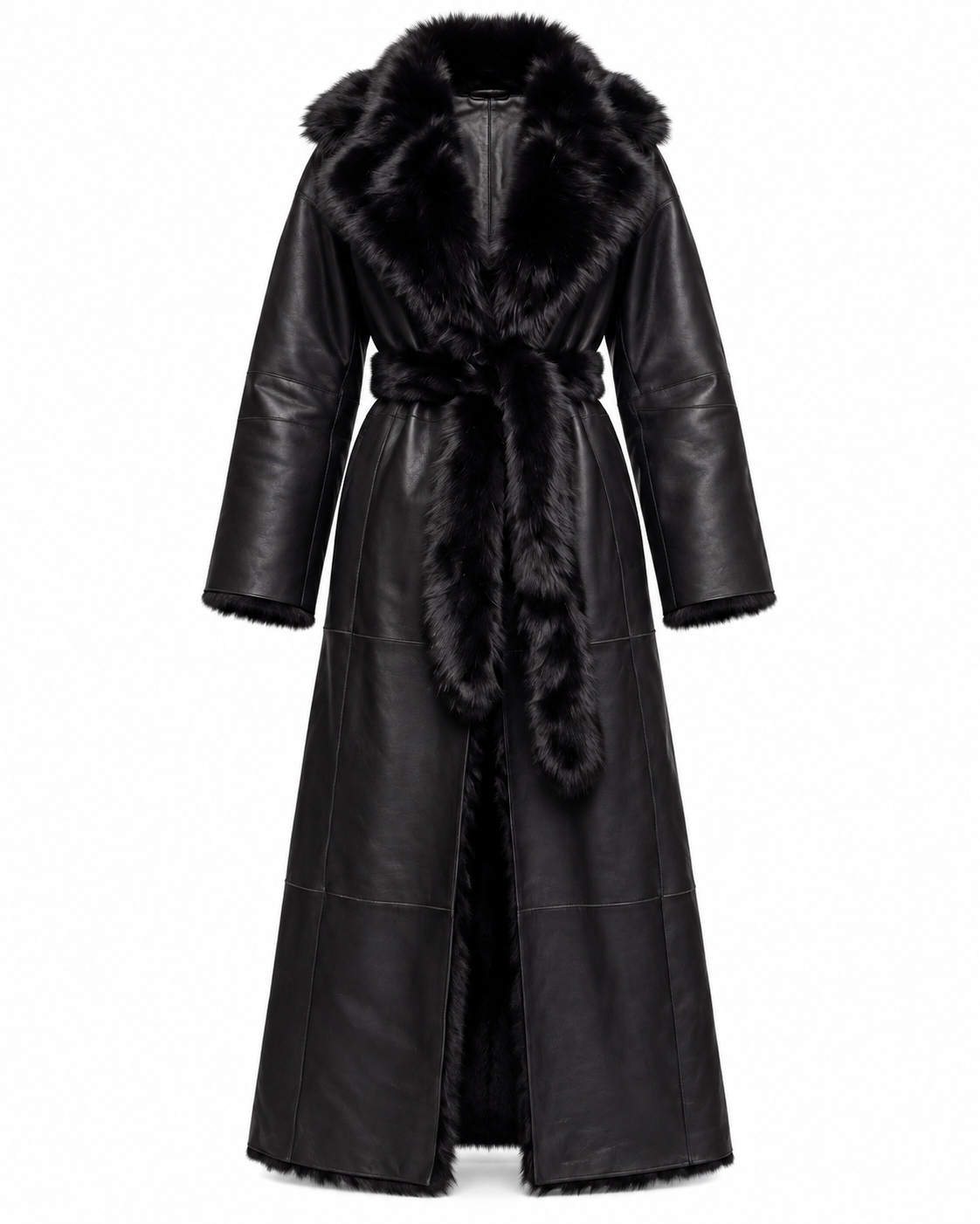Dwustronny, damski kożuch futro maxi - Sheepskin