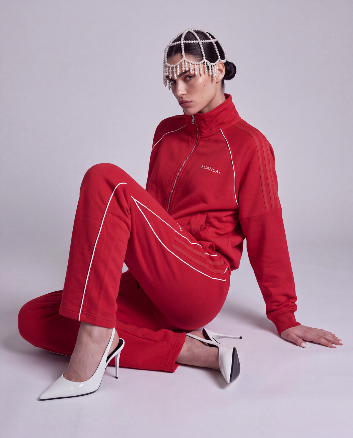 Czerwony dres damski bawełniany oversize - SCANDAL
