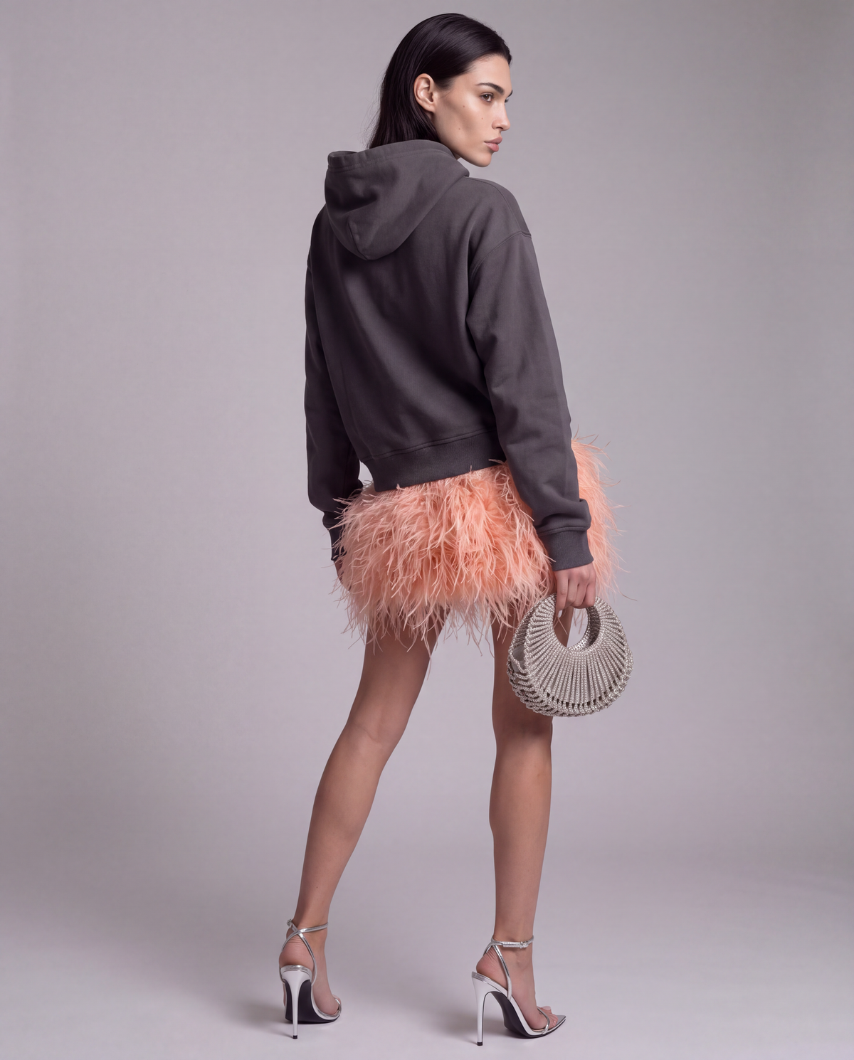 Grafitowa bluza damska oversize z kapturem – SCANDAL