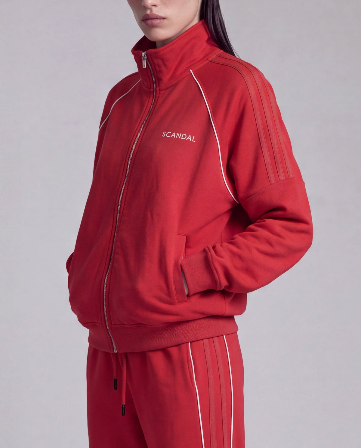 Czerwony dres damski bawełniany oversize - SCANDAL