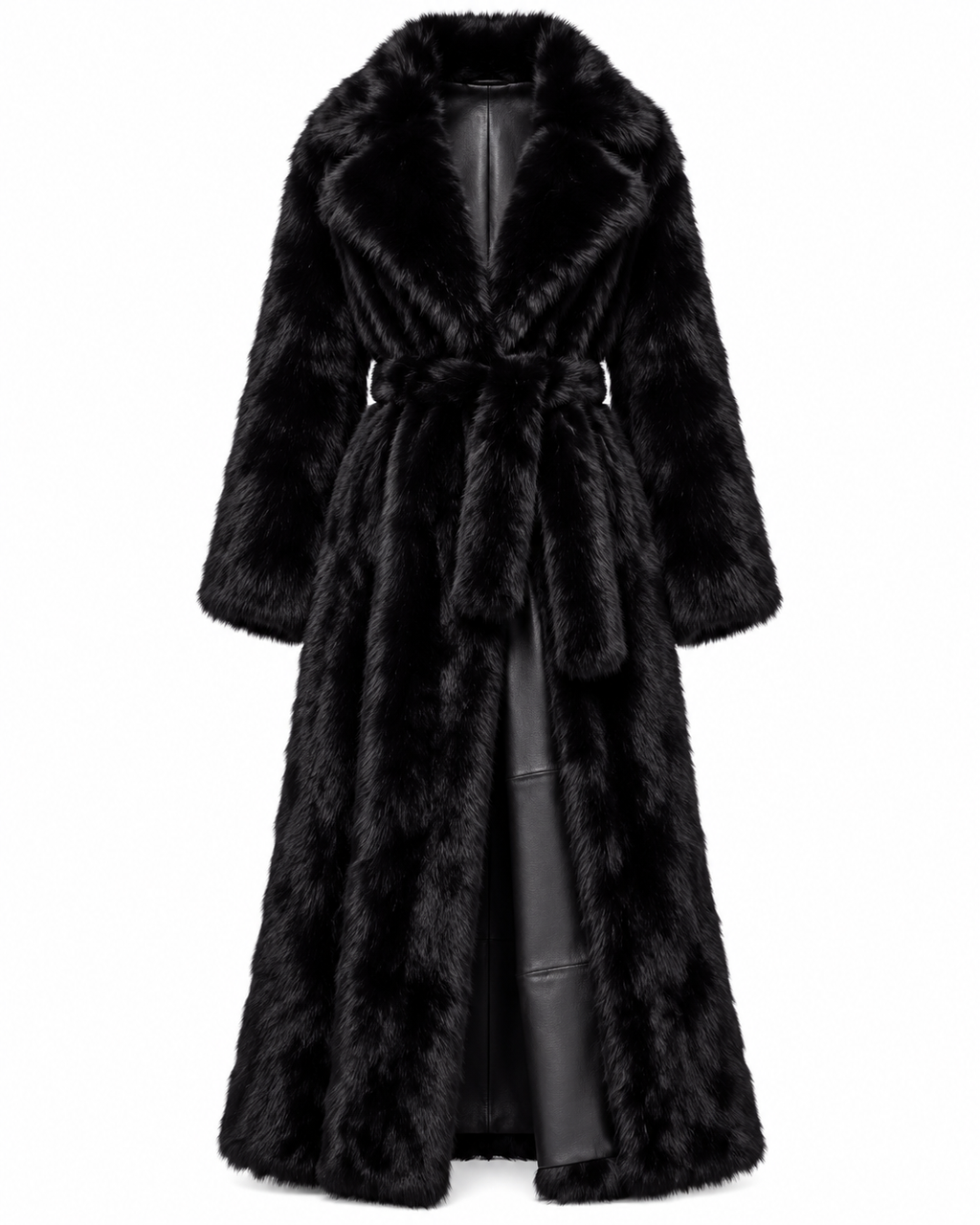 Dwustronny, damski kożuch futro maxi - Sheepskin