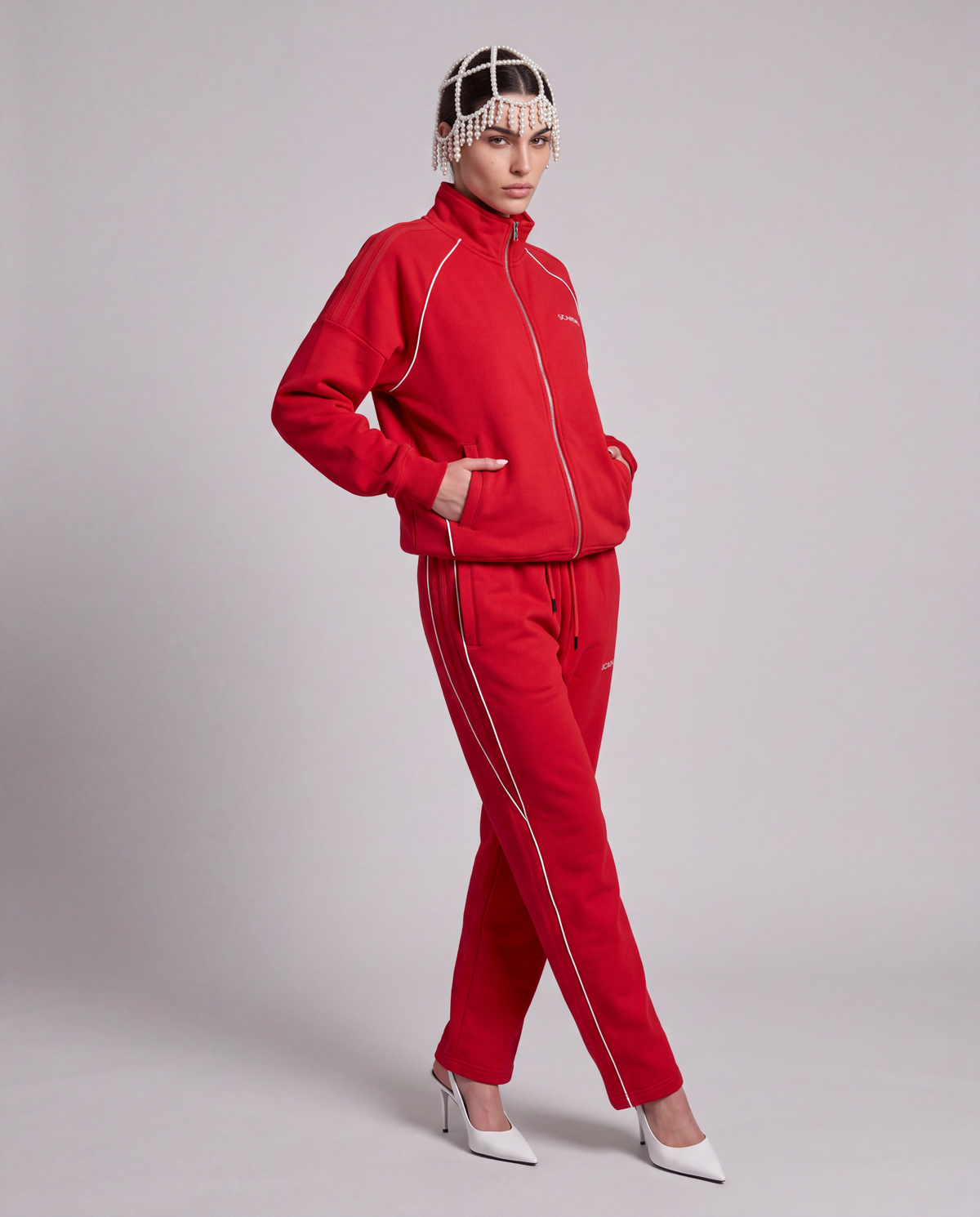 Czerwony dres damski bawełniany oversize - SCANDAL