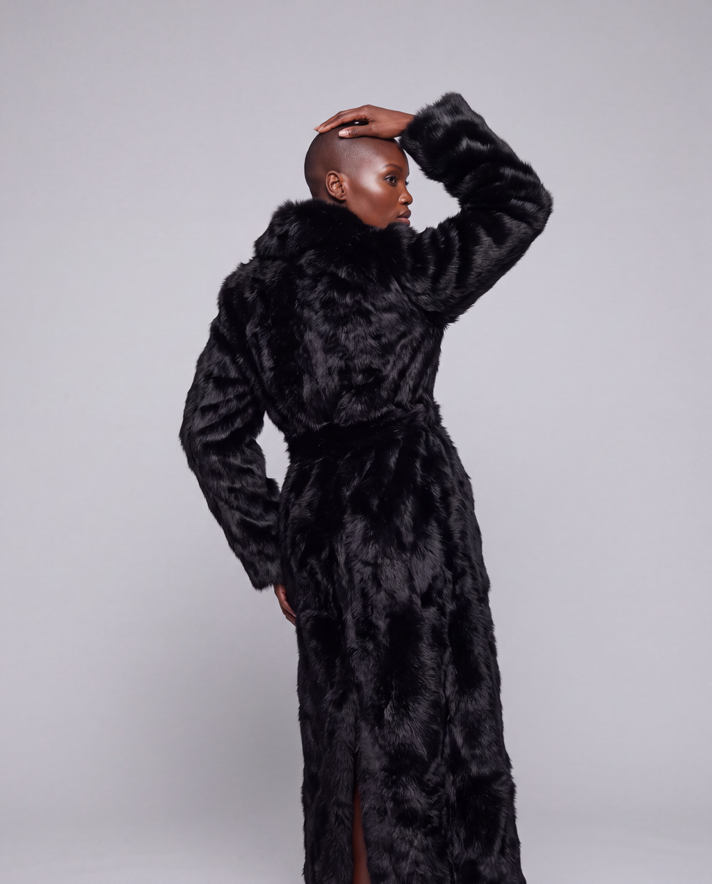 Dwustronny, damski kożuch futro maxi - Sheepskin