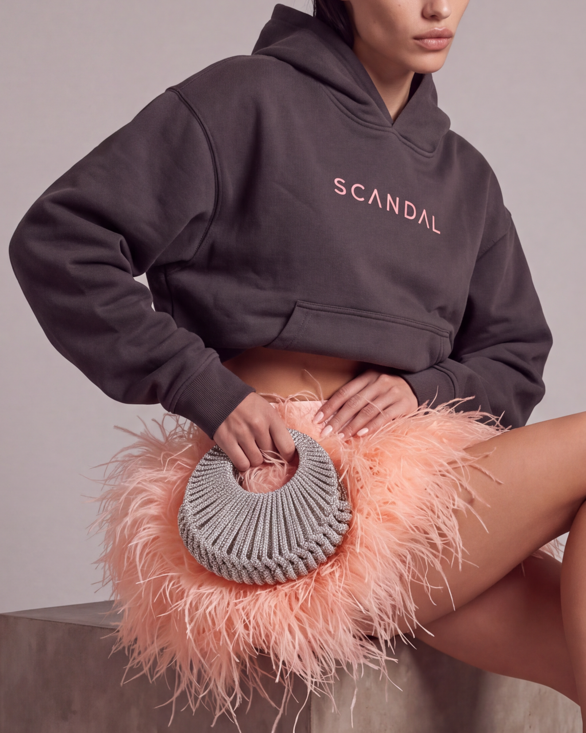 Grafitowa bluza damska oversize z kapturem – SCANDAL