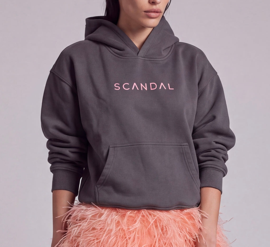 Grafitowa bluza damska oversize z kapturem – SCANDAL