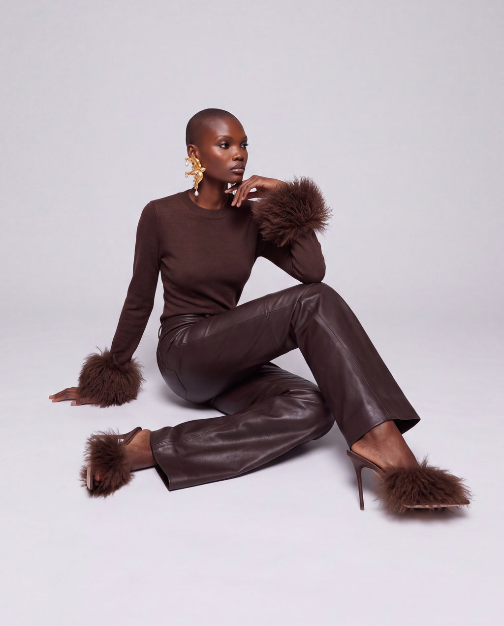 Kaszmirowy sweter damski z futrem z lamy. Kilka kolorów