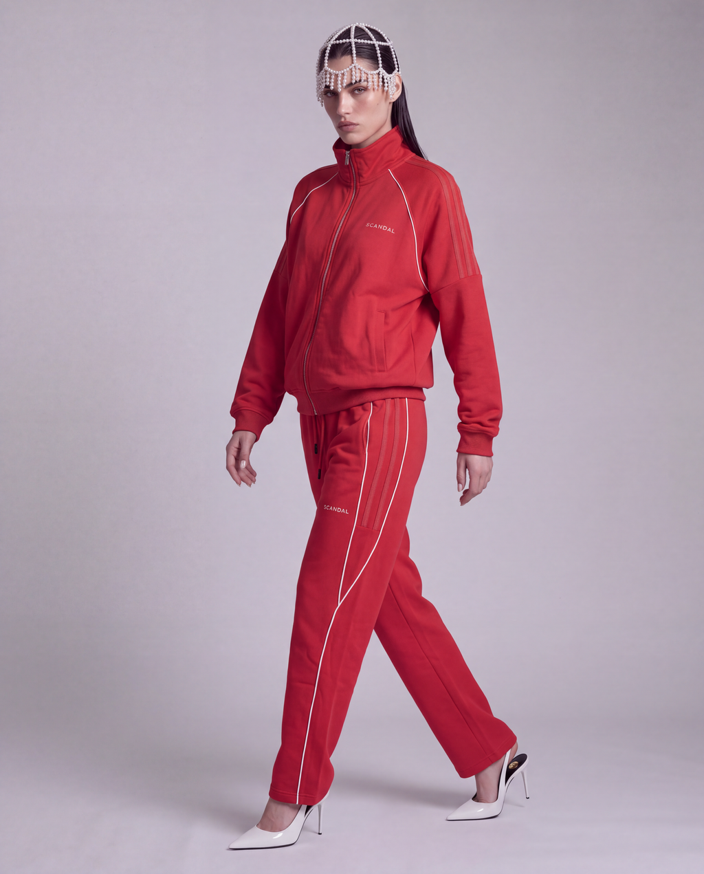 Czerwony dres damski bawełniany oversize - SCANDAL