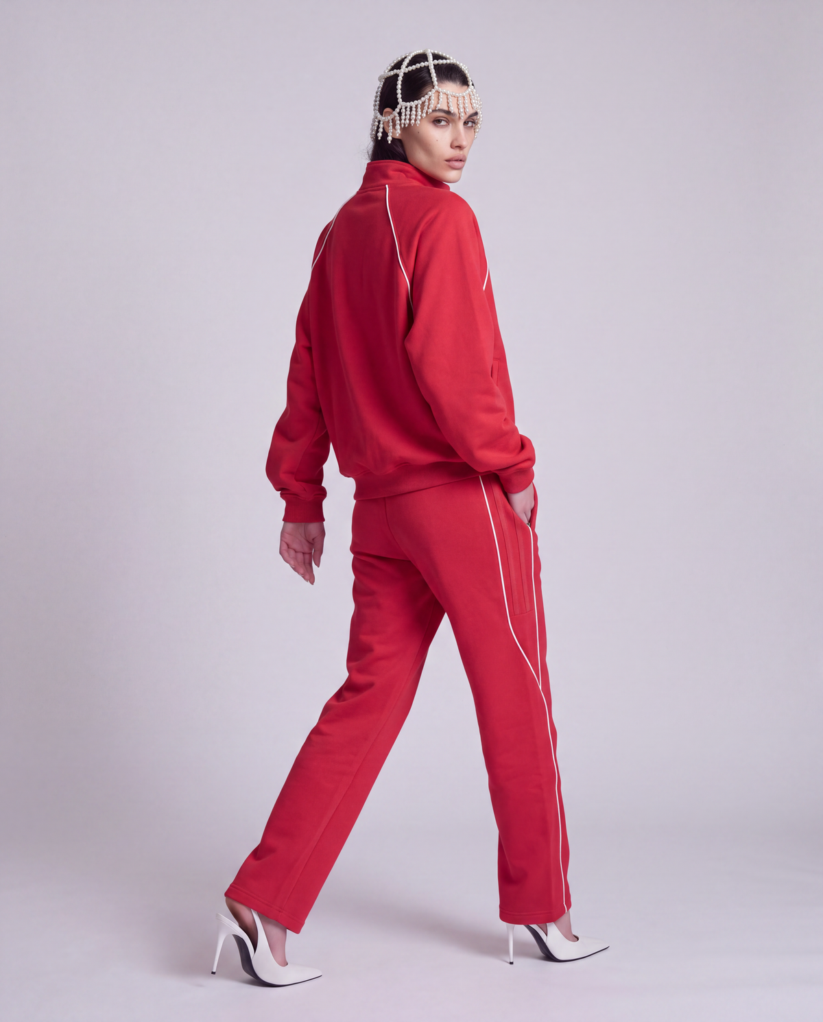 Czerwony dres damski bawełniany oversize - SCANDAL