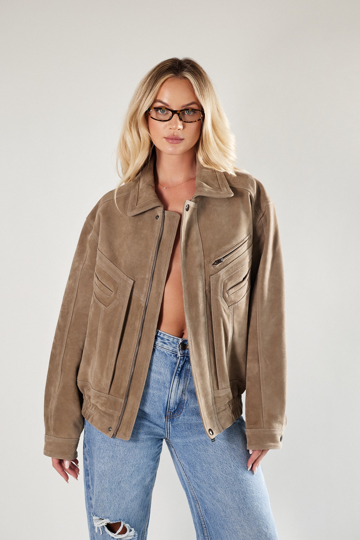 Skórzana kurtka Cappucino Unisex z zamszu