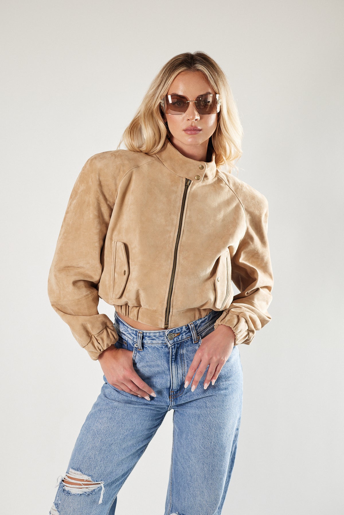 Zamszowa Kurtka Bomber