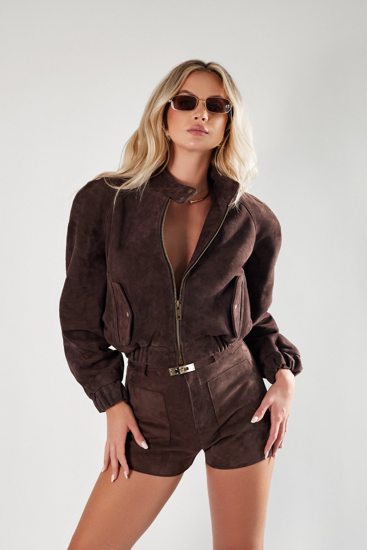 Zamszowa Kurtka Bomber